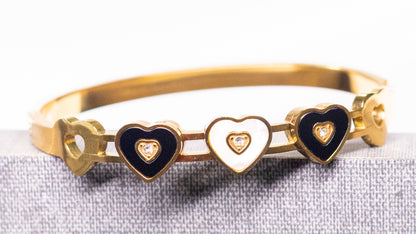 Stone Golden Metal Bangle Bracelet Set