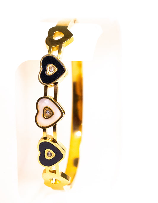 Stone Golden Metal Bangle Bracelet Set
