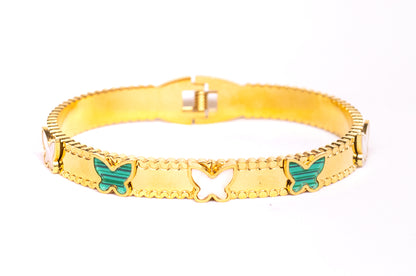 Stone Golden Metal Bangle Bracelet Set
