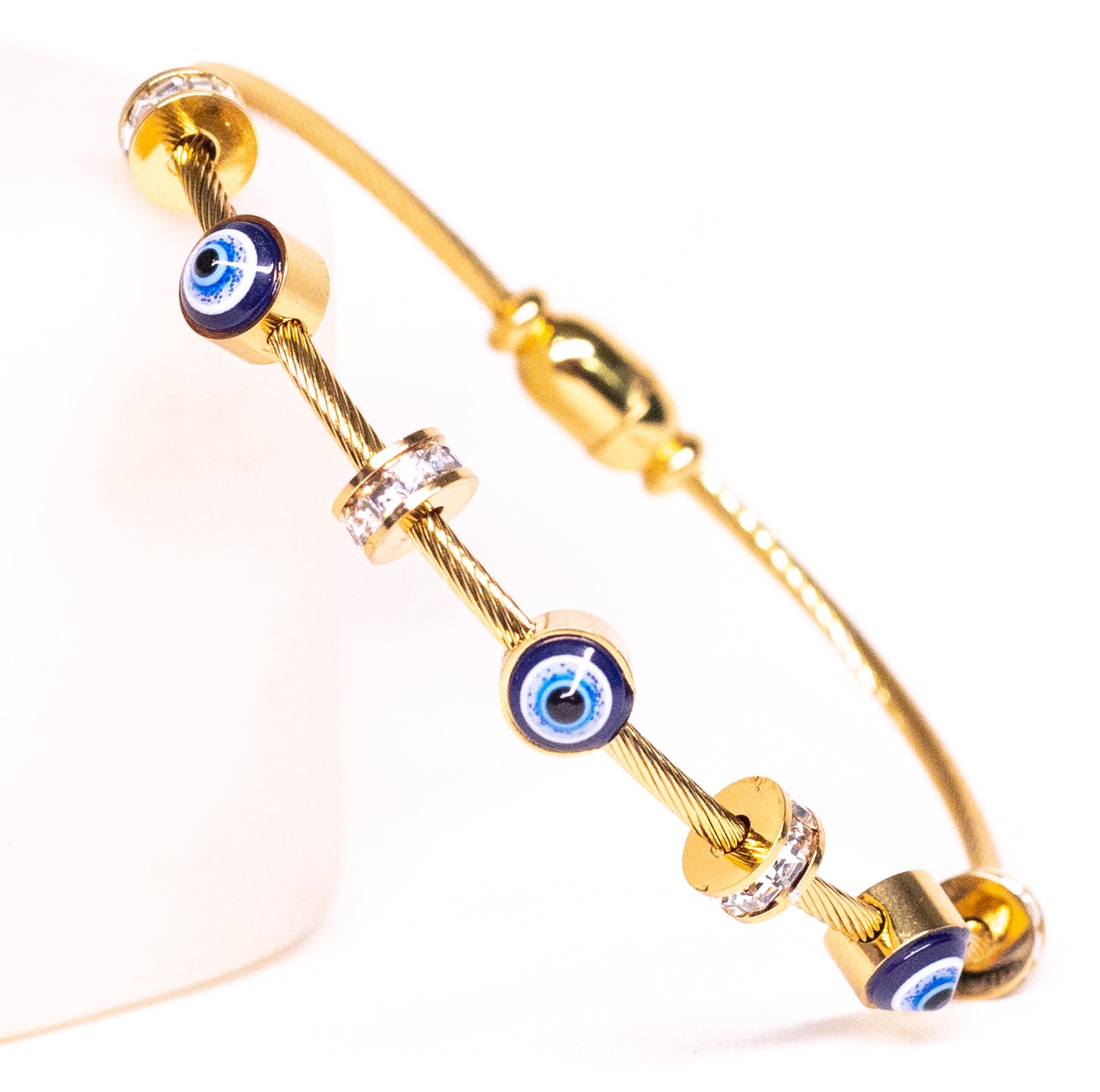 Stone Golden Metal Bangle Bracelet Set
