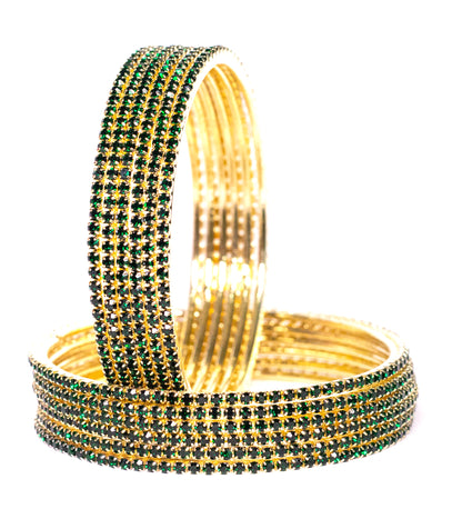 Swara Creations Non-Precious Metal with Base Metal and Zircon Gemstone Studded Premium and Traditional Glossy Finished Sleek Bangle(SKU365)