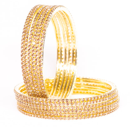 Swara Creations Non-Precious Metal with Base Metal and Zircon Gemstone Studded Premium and Traditional Glossy Finished Sleek Bangle(SKU365)