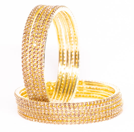 Swara Creations Non-Precious Metal with Base Metal and Zircon Gemstone Studded Premium and Traditional Glossy Finished Sleek Bangle(SKU365)