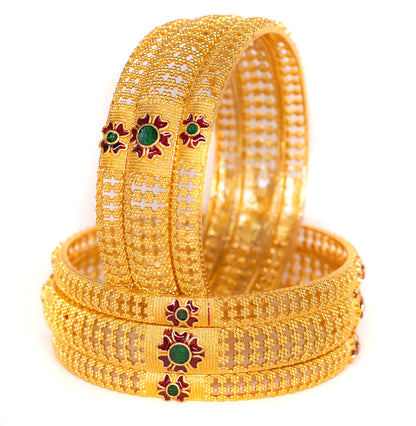 Hand Work Gold  Brass BanglesKada Set
