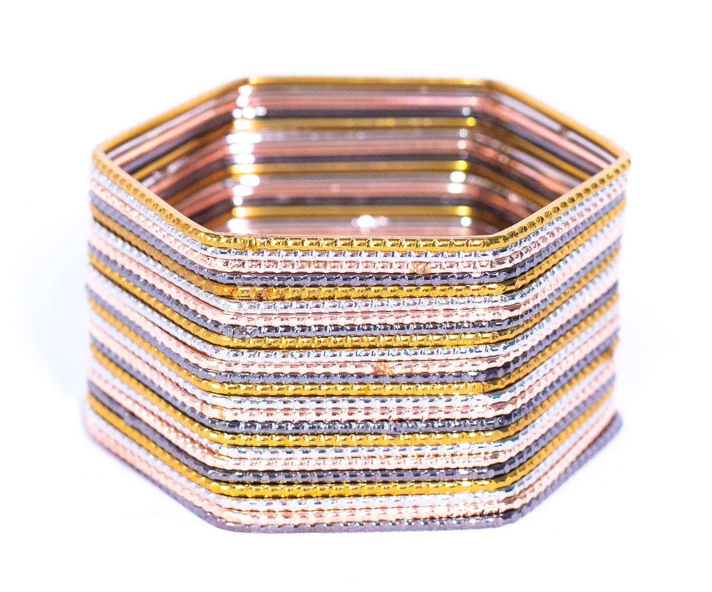 Swara Creations hexagon-shaped Multicolor metal bangles|copper, oxidised(Sku381)