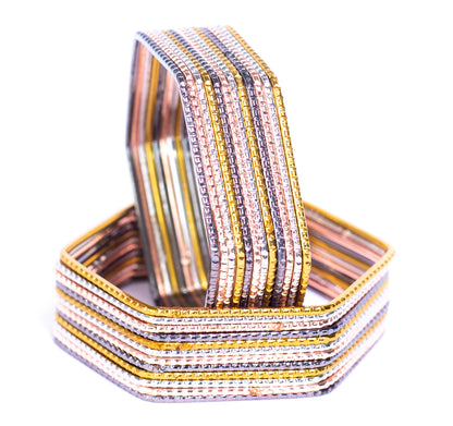 Swara Creations hexagon-shaped Multicolor metal bangles|copper, oxidised(Sku381)
