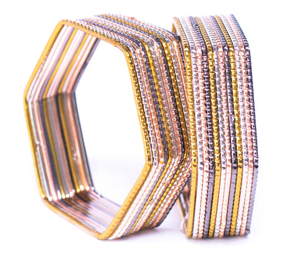 Swara Creations hexagon-shaped Multicolor metal bangles|copper, oxidised(Sku381)