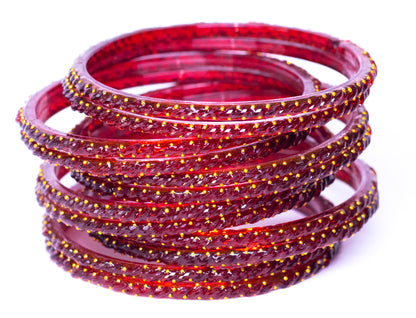 Swara Creations Crystal Rain Drop Glass Bangles