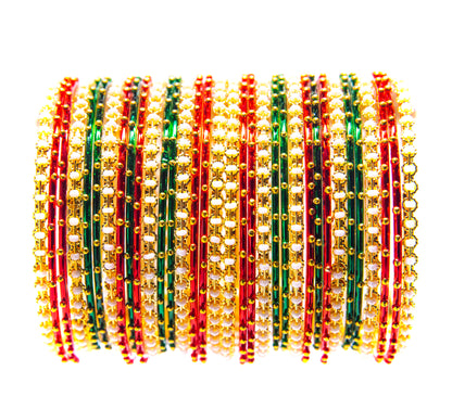 Stone Gold Plated Metal Bangles Set