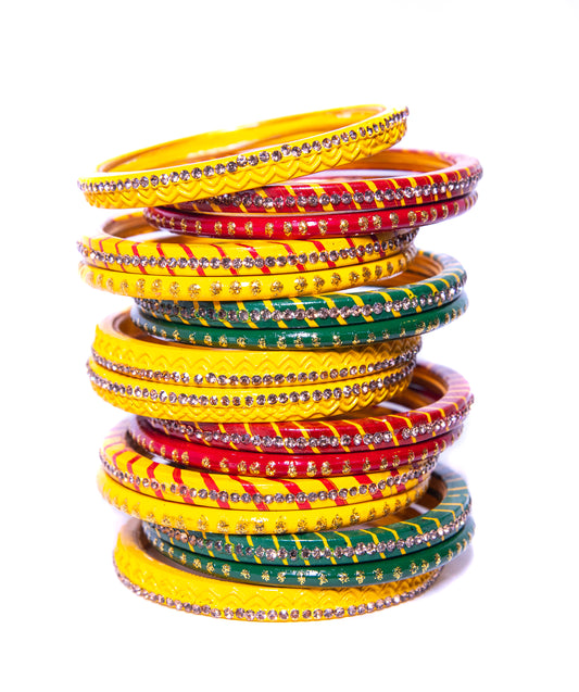 zircon work Multicolor Metal bangles Set