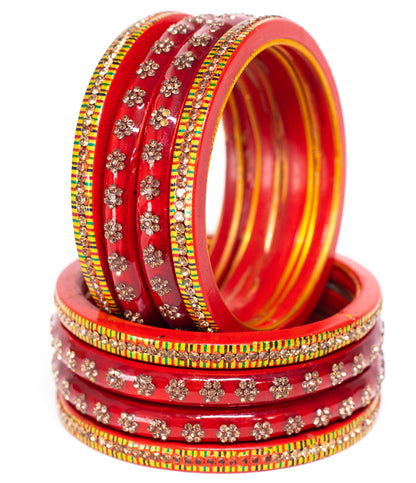 Swara Creations Lah/Lac bangles red color Set SKU(369)