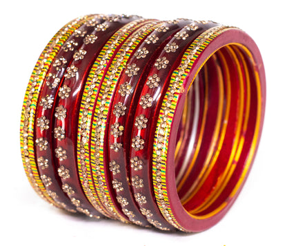 Swara Creations Lah/Lac bangles red color Set SKU(369)