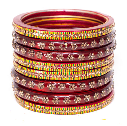 Swara Creations Lah/Lac bangles red color Set SKU(369)