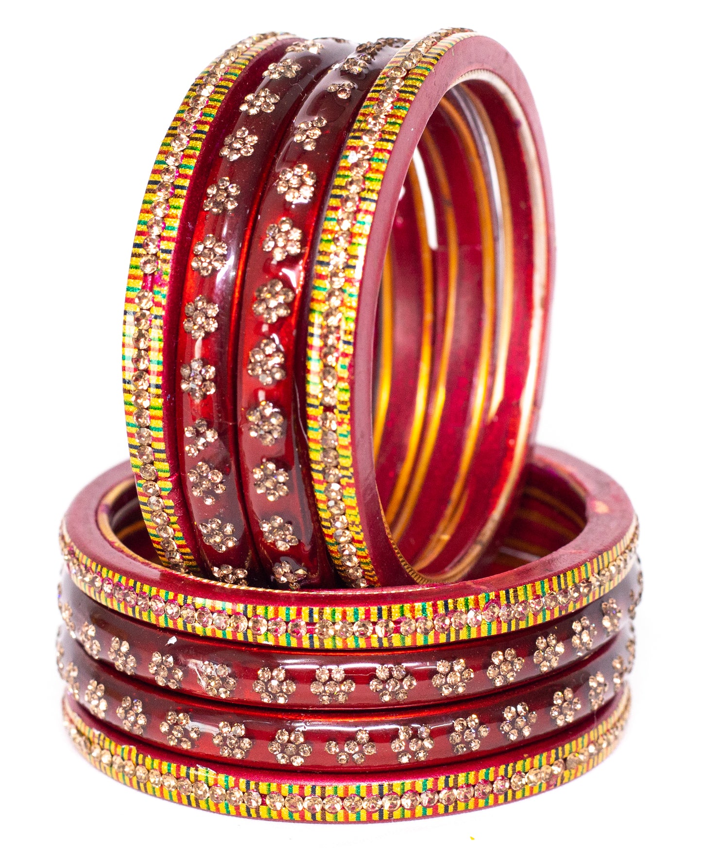 Swara Creations Lah/Lac bangles red color Set SKU(369)