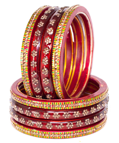 Swara Creations Lah/Lac bangles red color Set SKU(369)