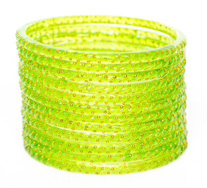 Swara Creations Crystal Rain Drop Glass Bangles