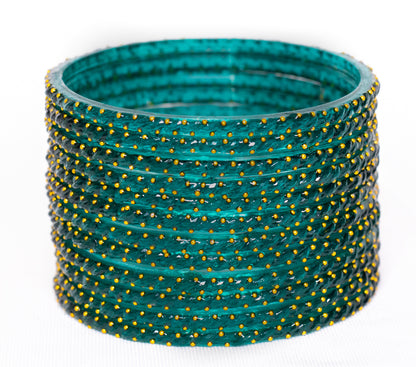 Swara Creations Crystal Rain Drop Glass Bangles