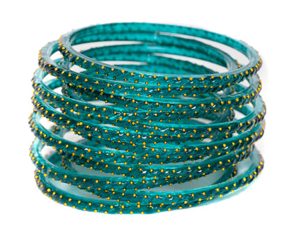 Swara Creations Crystal Rain Drop Glass Bangles