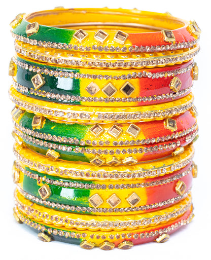 zircon work Multicolor Metal bangles Set