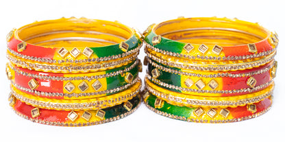 zircon work Multicolor Metal bangles Set