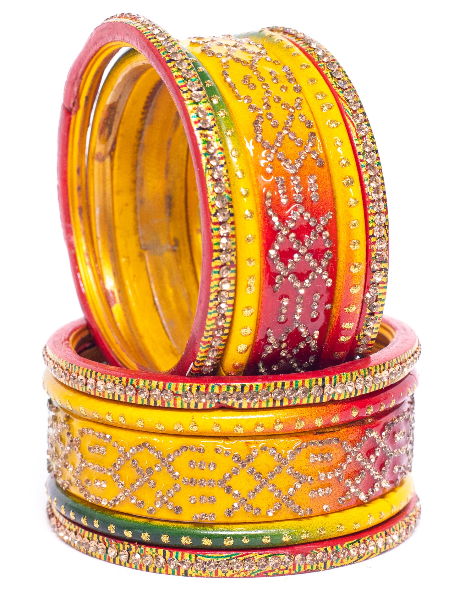 Swara Creations Lah/Lac bangles Set, LAHTHI Churi zircon work for Women and Girls