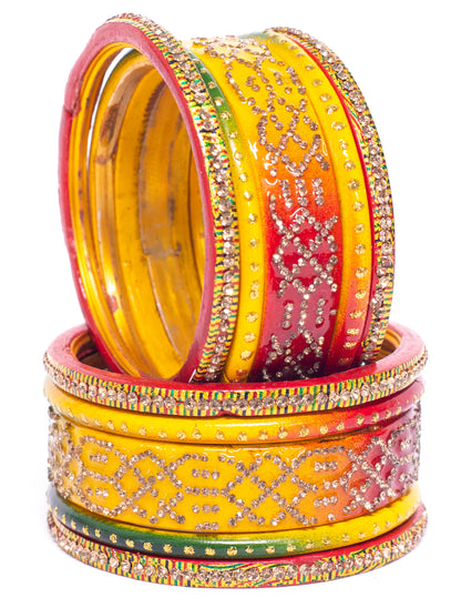 Swara Creations Lah/Lac bangles Set, LAHTHI Churi zircon work for Women and Girls
