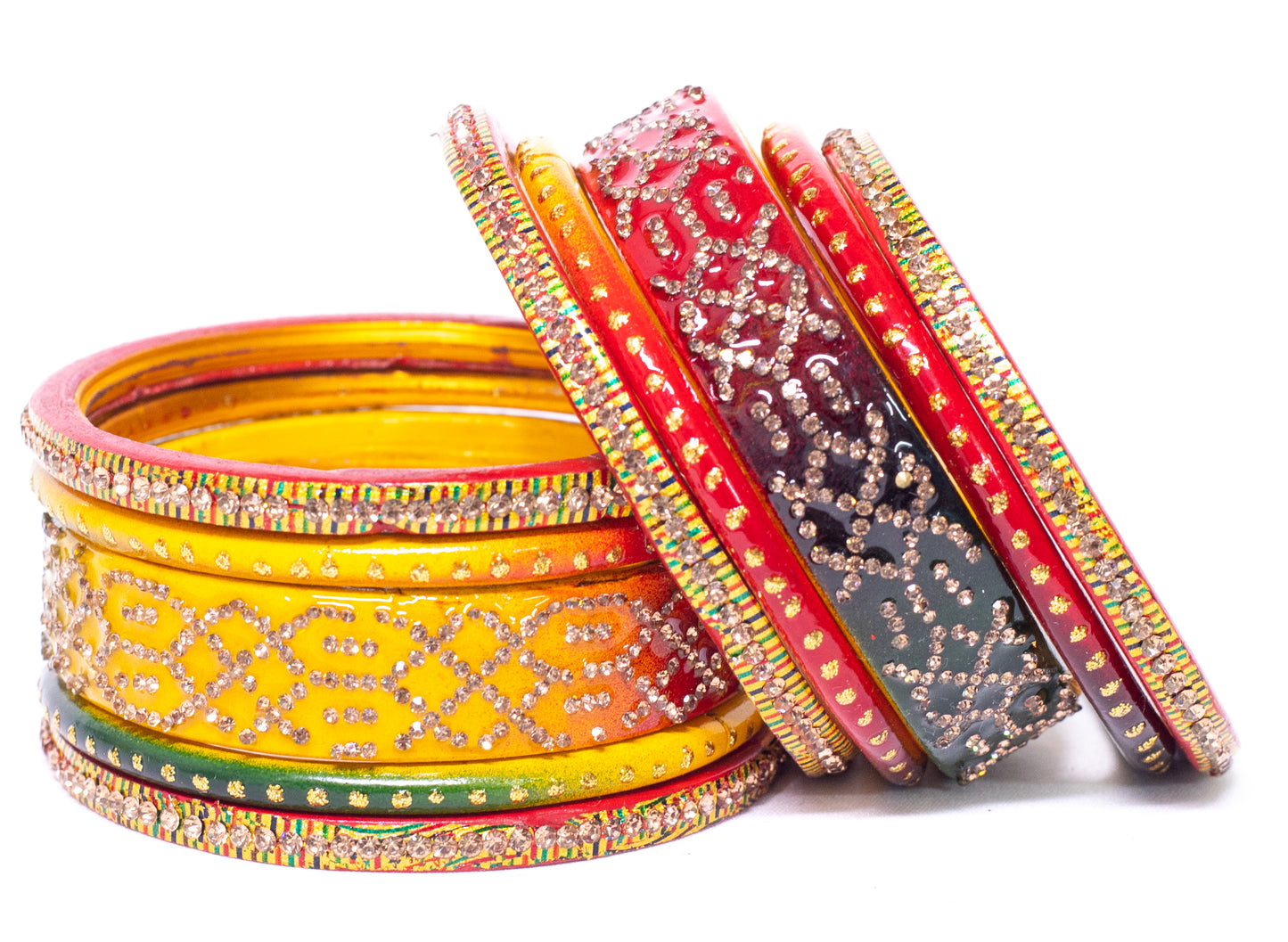 Swara Creations Lah/Lac bangles Set, LAHTHI Churi zircon work for Women and Girls