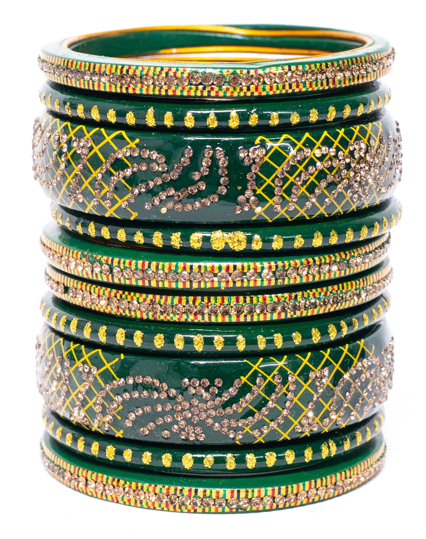 Swara Creations Lah/Lac bangles Set, LAHTHI Churi zircon work for Women and Girls