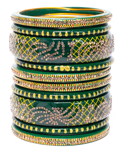 Swara Creations Lah/Lac bangles Set, LAHTHI Churi zircon work for Women and Girls