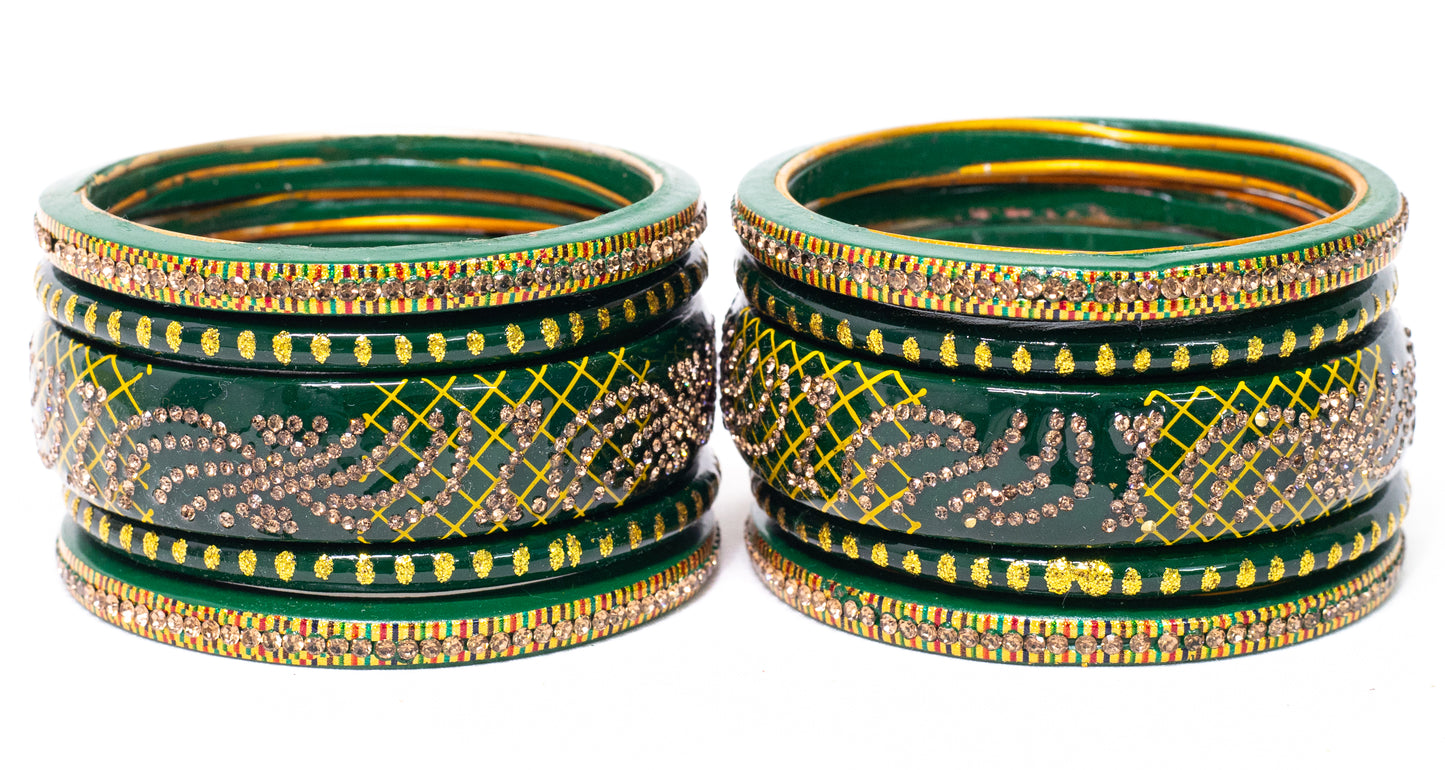 Swara Creations Lah/Lac bangles Set, LAHTHI Churi zircon work for Women and Girls