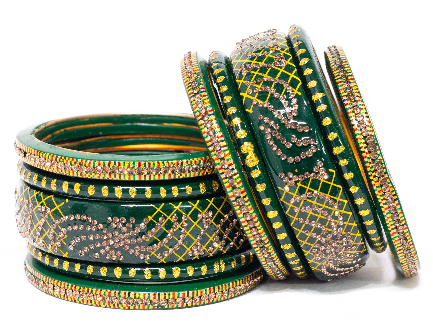 Swara Creations Lah/Lac bangles Set, LAHTHI Churi zircon work for Women and Girls