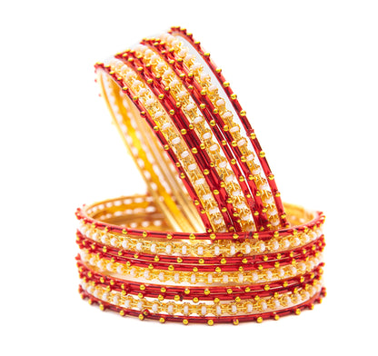 Stone Gold Plated Metal Bangles Set