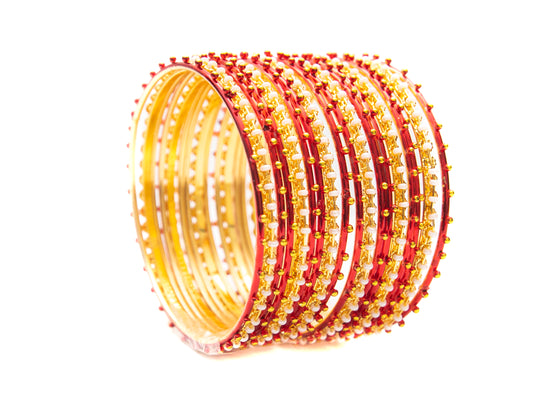 Stone Gold Plated Metal Bangles Set