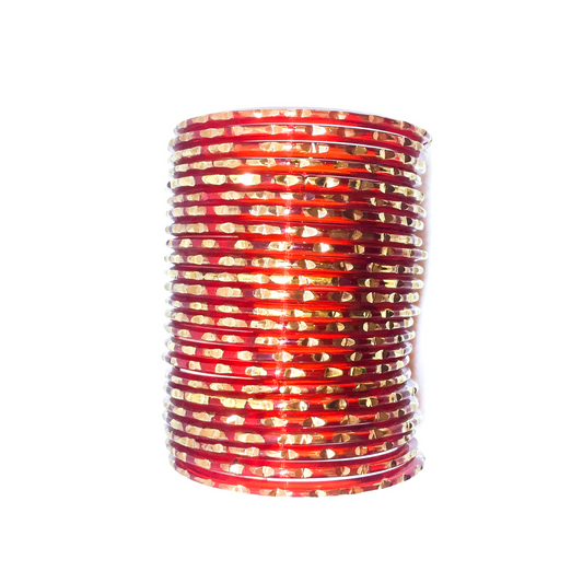 Swara Creations Glass Bangle with Pure Gold Handwork | Stylish Fancy Design for Women & Girls (24 PCS)(020)