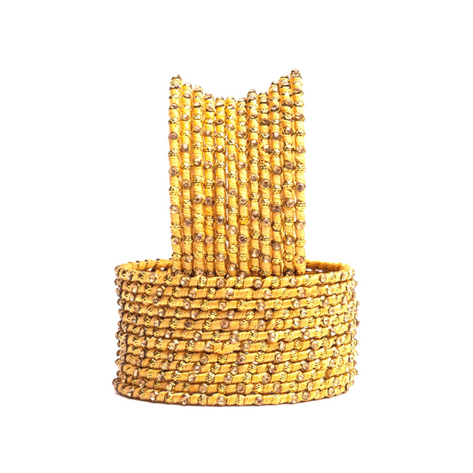 Swara Creations Multicolored Metal bangles/kada Set wrapped in Silk Thread & golden dots for Women & Girls (24Pcs)(SKU019)