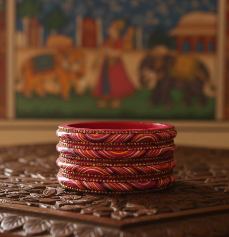Swara Creations Lac | Lah | Lakh bangle/Kada set SKU (408)