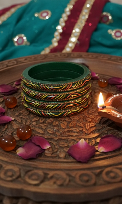 Swara Creations Lac | Lah | Lakh bangle/Kada set SKU (408)