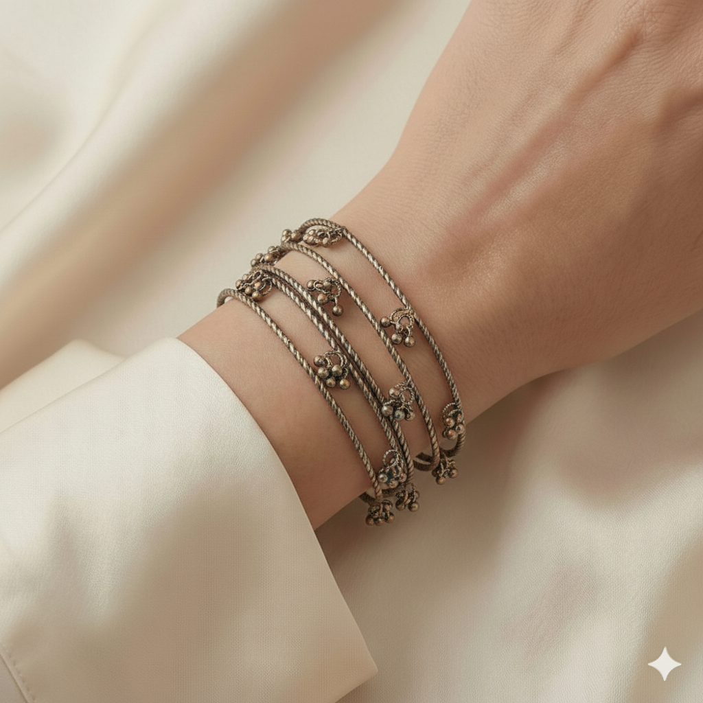 Swara Creations Kashmiri Ghungroo Latkan Bangles Set SKU(384)