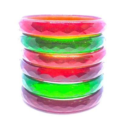 Swara Creations Traditional Bangles Set |Glass Kade in Crystal Glossy Finish with Zircon on it| Glossy Bangles Kada for Women & Girls(Set of 6)(SKU075)