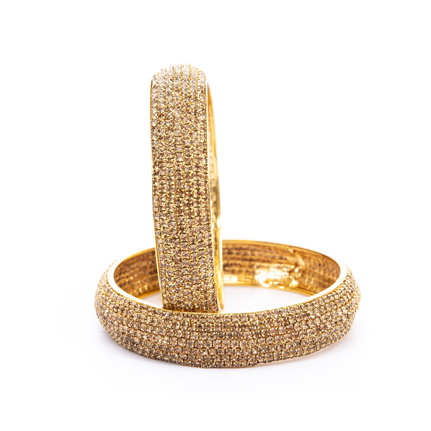 Swara Creations Golden Polish Brass Kada set with Zircon work for Women and Girls(2Pcs)(096)