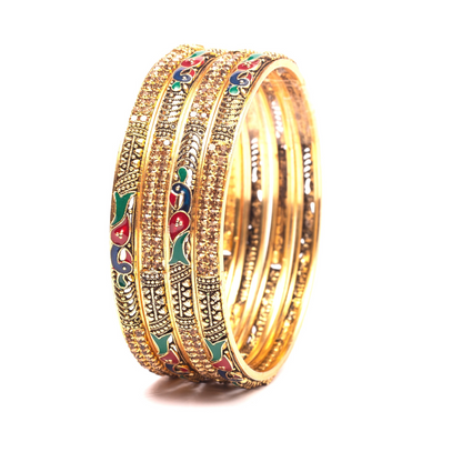 Swara Creations Brass Bangles Bangles with self Design for Women & Girls (Quantity-4)(SKU104)