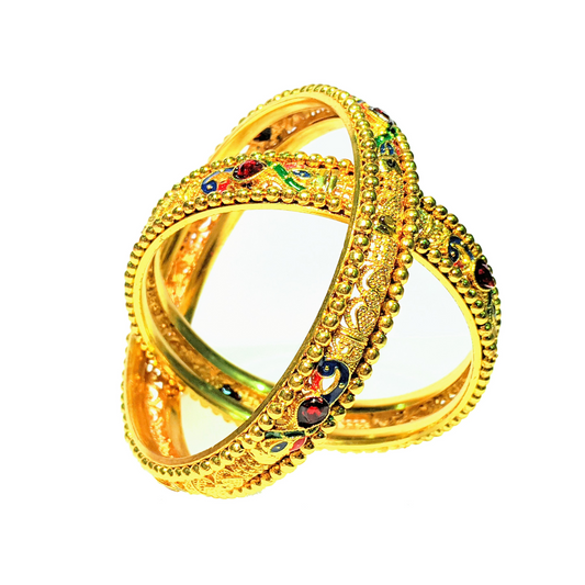 Swara Creations Brass Golden Kada/Bangle Set with Peacock image for Women and Girls(2 Pieces)(SKU112)