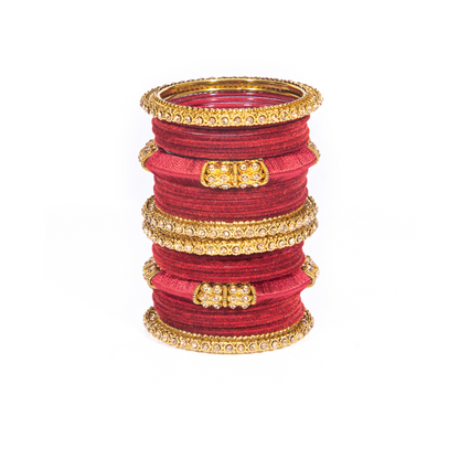 Swara Creations Metal Velvet Bangles Set with Zircon and Silk Thread Work kadas | for Women & Girls (Set of 30 pcs)(SKU176)