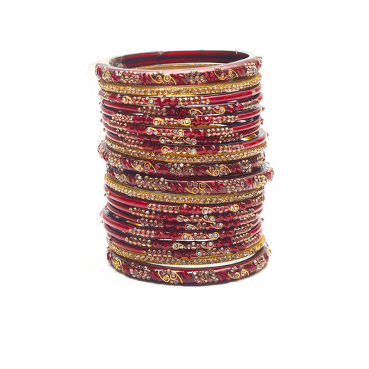 Swara Creations Glass Bangles Set in Red & Maroon Color for Women & Girls (SKU223)