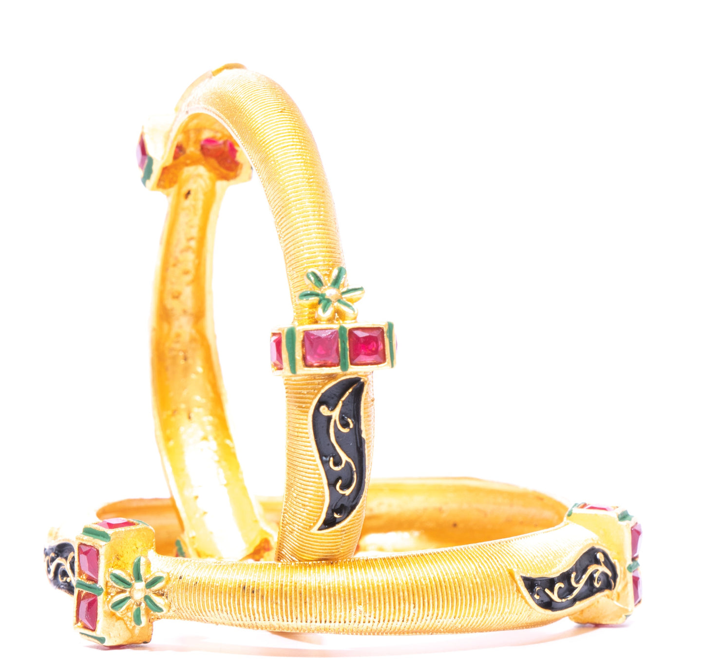 Swara Creations Brass Golden Matte Polish Bangles Kada Set Sku 159 2 Pc