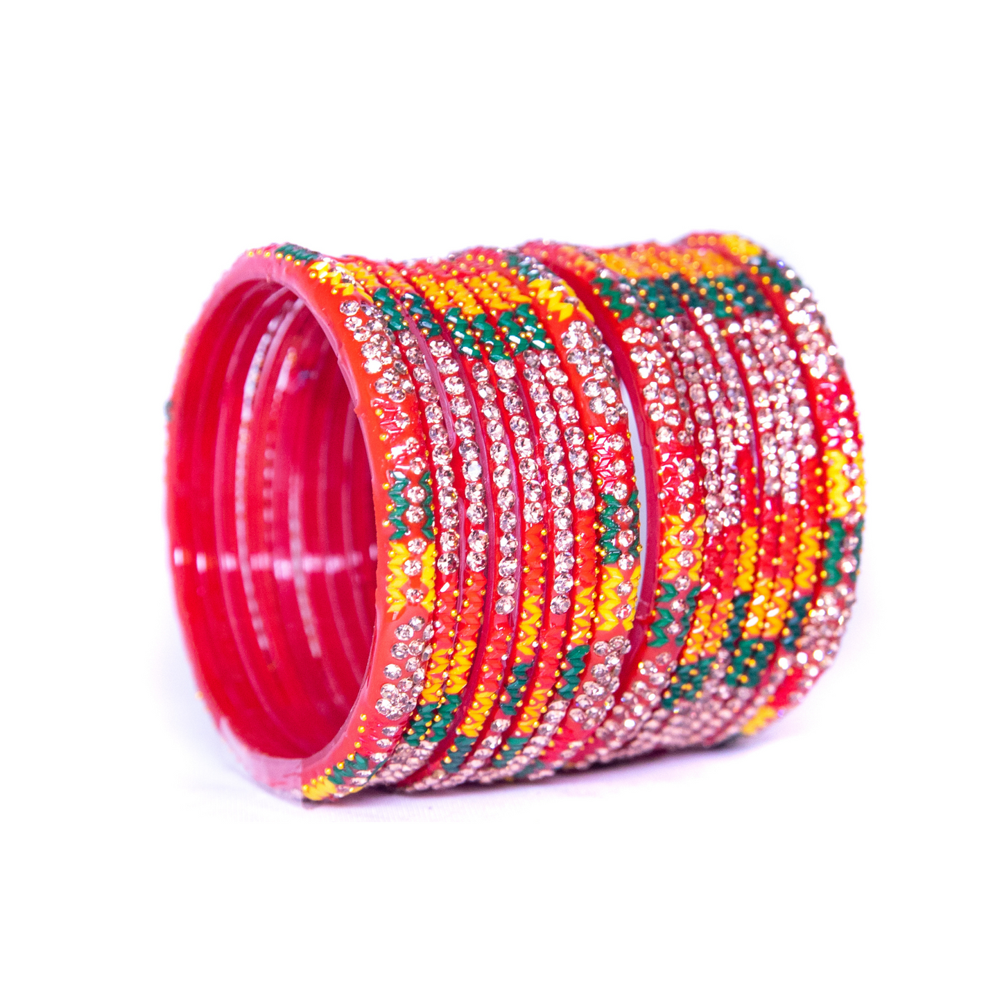 Stonework Multicolor Glass Bangles Set