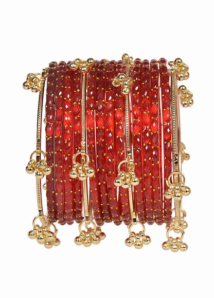 Swara Creations Kashmiri Ghungroo glass Bangles set SKU(415)