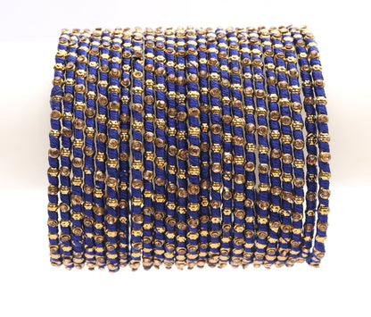 Multicolor Silk Thread Metal Bangle Set