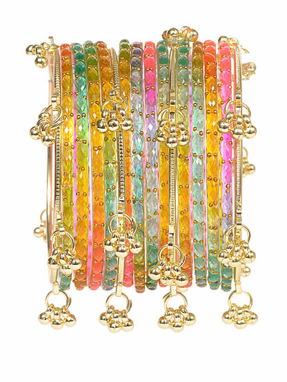 Swara Creations Kashmiri Ghungroo glass Bangles set SKU(415)
