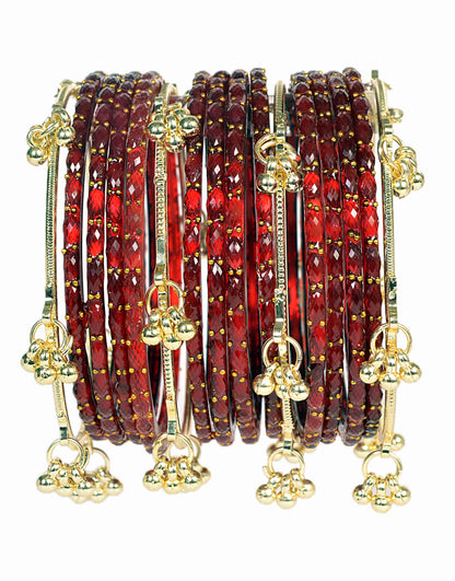 Swara Creations Kashmiri Ghungroo glass Bangles set SKU(415)